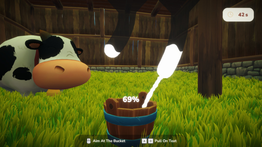 Milking a cow in Everdream Valley