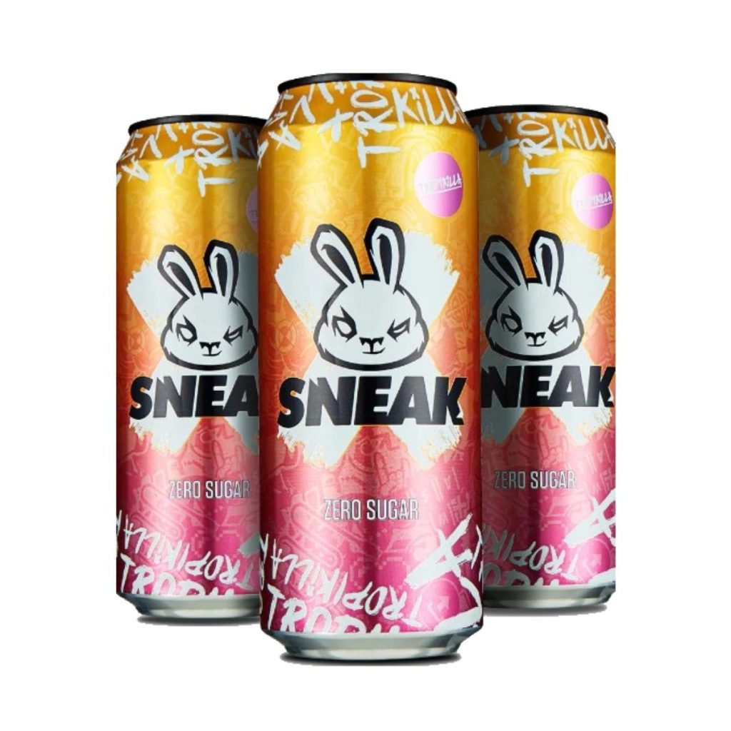 Sneak energy drink can logo and drink